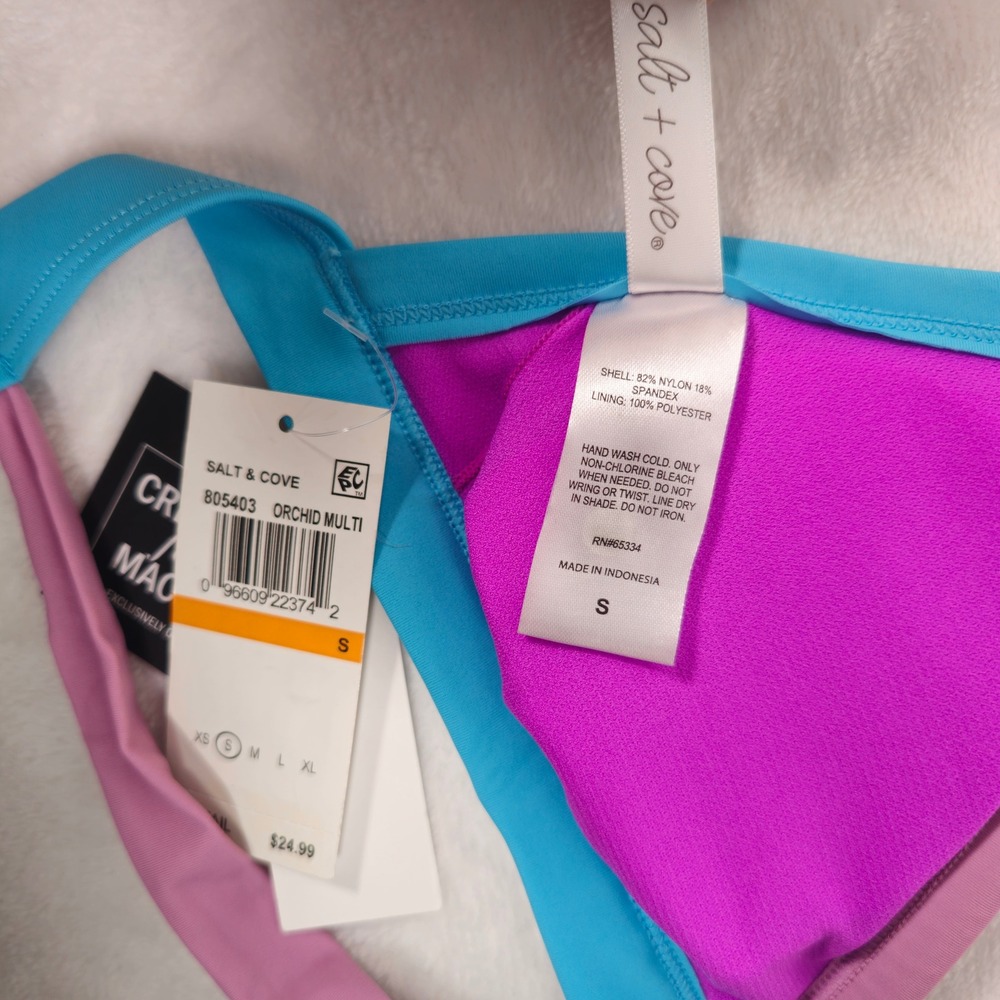 Salt + Cove Orchid Multi Color Block Triangle Bikini Top Swim NWT Size S - Picture 3 of 3